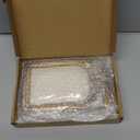 Wonderjune 2 Pcs Gold Jewelry Display Stand Vintage Necklace Organizer Ring Holder Earring Tray Resin Jewelry Photography Props Frame with Velvet Backing for Gifts(White,Small,Elegant)