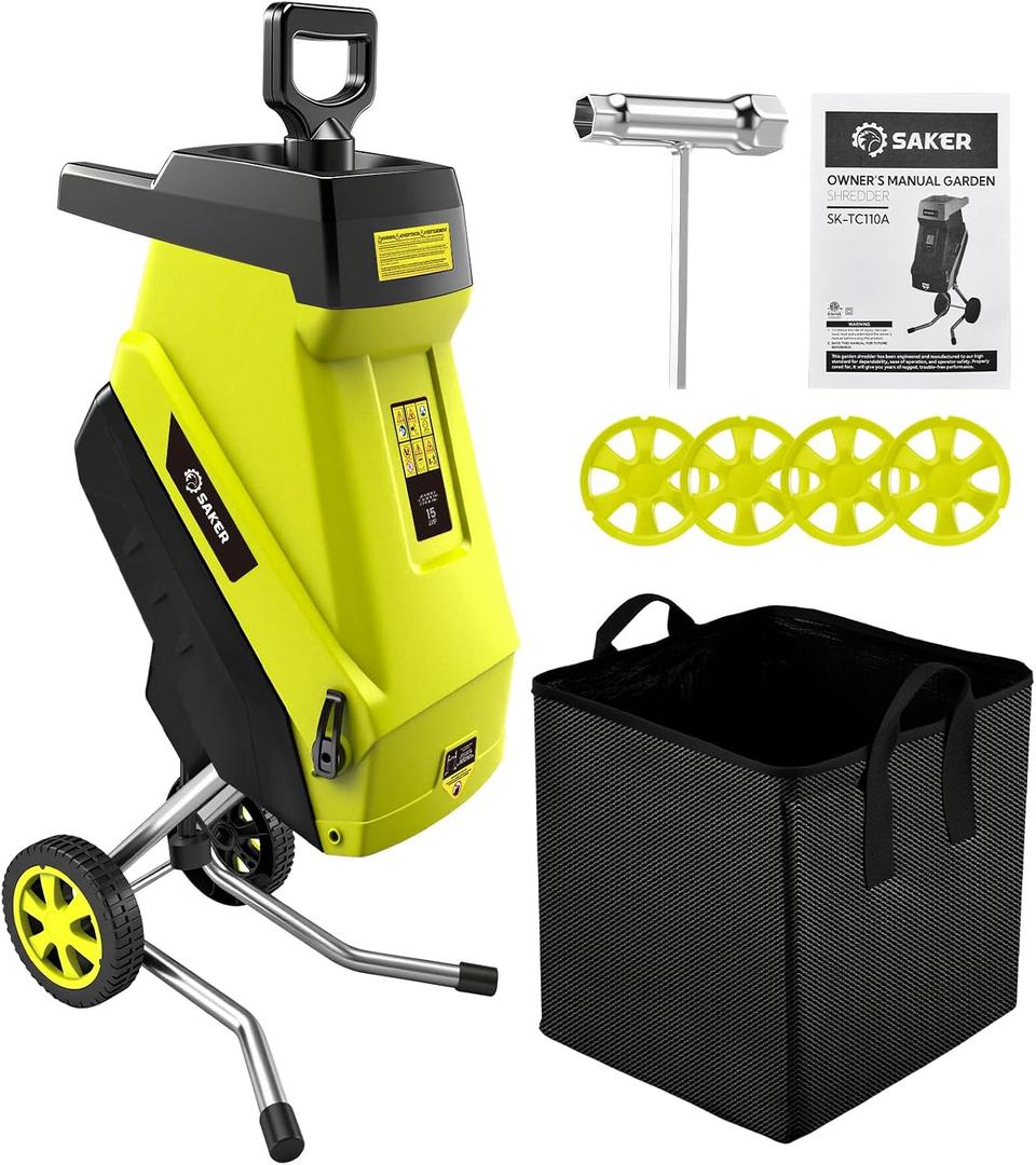 Saker Electric Wood Chipper Shredder 15-Amp Corded
