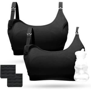 Momcozy Pumping Bra Hands Free 2 Pack Comfortable All Day Wear Pumping and Nursing Bra in One Holding Breast Pump for Spectra, Lansinoh, Medela