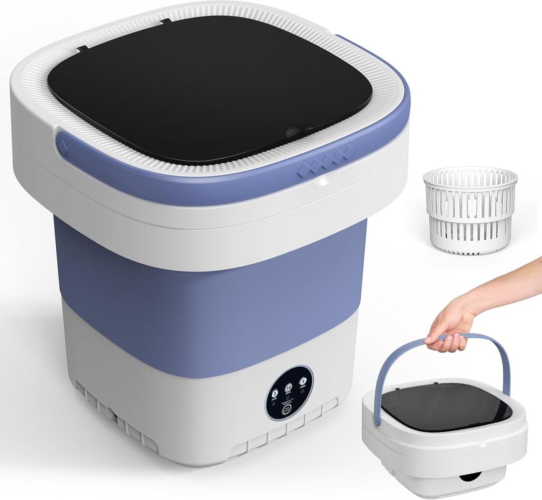 Portable Washing Machine, 12L Upgraded Mini Washing Machine With Spin Basket, Foldable Washer Cleaning for Underwear, Baby Clothes Socks and Small Items, Small Washer for Apartments, Dorm,RV (Purple)