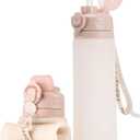 TakeToday Collapsible Water Bottles 20oz, Leak Proof, BPA-Free, Foldable Silicone Travel Water Bottle with Straw Strap for Cycling, Hiking, Outdoors (Desert Sand)