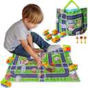 Construction Toy Trucks and Play Mat  Build & Play Vehicles with Foldable Mat & Storage Bag | Portable Travel Toy for Toddlers Kids Ages 2-5 | Easy Storage & Transport for Fun On-The-Go