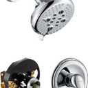 KINSE 5- Inches Shower head, Shower Faucet Set, shower kit with valve and shower headBrass valve and stainless steel kitsWithout tub spout (Chrome)