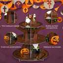 7 x Halloween Cupcake Stand Decoration 3 Tier Halloween Cardboard Cupcake Holder Halloween Party Pumpkin Ghost Cat Cupcake Tower for for Trick or Treat Birthday Baby Shower Party Decor (Tree)
