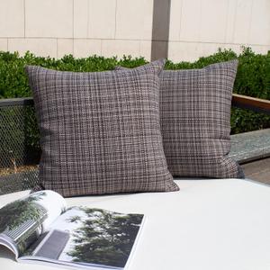 Kevin Textile Pack of 2 Decorative Outdoor Waterproof Throw Pillow Covers Stripe Square Pillowcases Modern Cushion Cases for Patio Couch Bench 20 x 20 Inch Grey