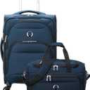 DELSEY PARIS Sky Max 2.0 Softside Expandable Luggage with Spinner Wheels, Blue, 2-Piece Set (21/Duffle)