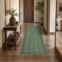 GarveeHome 2.5x8 Scalloped Washable Runner Rug for Kitchen, Soft Green Long Hallway Runner Non Slip Entryway Rug Farmhouse Thin Laundry Mat Stain Resistant Carpet for Bathroom Beside Rug