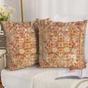 Boho Throw Pillow Covers 18x18 inch Set of 2,Bohemian Vintage Carpet Pattern Antique Ethnic Decor Double Sided Pattern Cushion Cover Soft Pillow Case Living Sofa Room Bed Square Pillow Cover