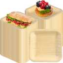 Sliner 200 Pieces Christmas Bamboo Plates Made from Palm Leaf 4 Inch Christmas Platters Square Party Disposable Dessert Plates for Guests Weddings Catering Events Party Favor