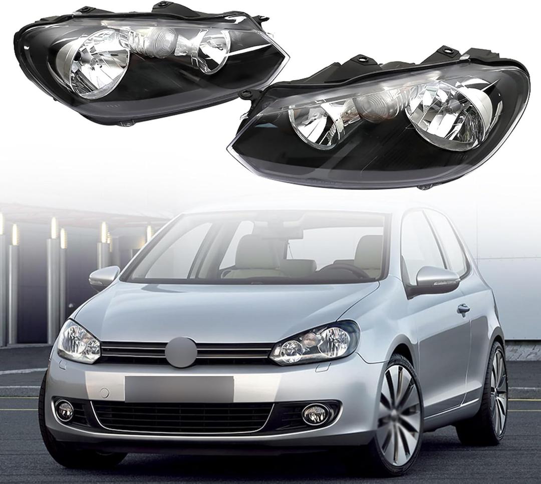 GXYWADY Headlight Assembly Replacement for 2010-2014 Golf/Jetta Sportwagen(MK6) Headlights Left and Right Side 5K0941005C, 5K0941006C