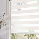 Persilux Cordless Zebra Blinds for Windows (34" W x 64" H, Beige) with Upgraded Cassette Room Darkening Dual Layers Sheer Shades Thermal Insulated Window Roller Blinds for Home