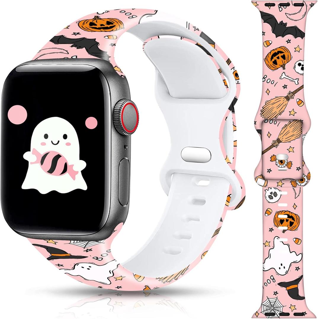 Christmas Halloween Watch Band Compatible with Apple Watch Band 38mm 40mm 41mm 42mm 44mm 45mm 46mm 49mm, Christmas Holiday Replacement Strap Band for iWatch Series Ultra SE 10 9 8 7 6 5 4 3