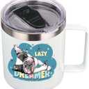 Volhoply 14oz sublimation Insulated Stainless Steel Coffee Mug with Leakproof Lid,Double Wall Vacuum Travel Cup with Handle,Reusable Metal Cups Tumbler,Camping Mugs Keep Hot/Cold(Sublimation,1 Set)