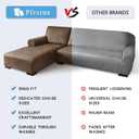 Sectional Couch Covers, Leather Look Sofa Cover L Shape 2PCS Soft Stretch Slipcover for Sectional Sofa, Non Slip Furniture Protector (3 Seat Sofa + 3 Seat Right Chaise, Light Brown)