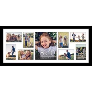 12x30 Collage Picture Frame with Polished Plexiglass - Multi Picture Frames Fit One 8x10 and Eight 5x7 Photos or Use as One 12x30 Frame - Signature Collection - Black