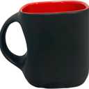 Cappuccino Cups Set of 2-6.5oz Handcrafted Porcelain Coffee Cups, Matte Black Red Interior, Dishwasher Safe