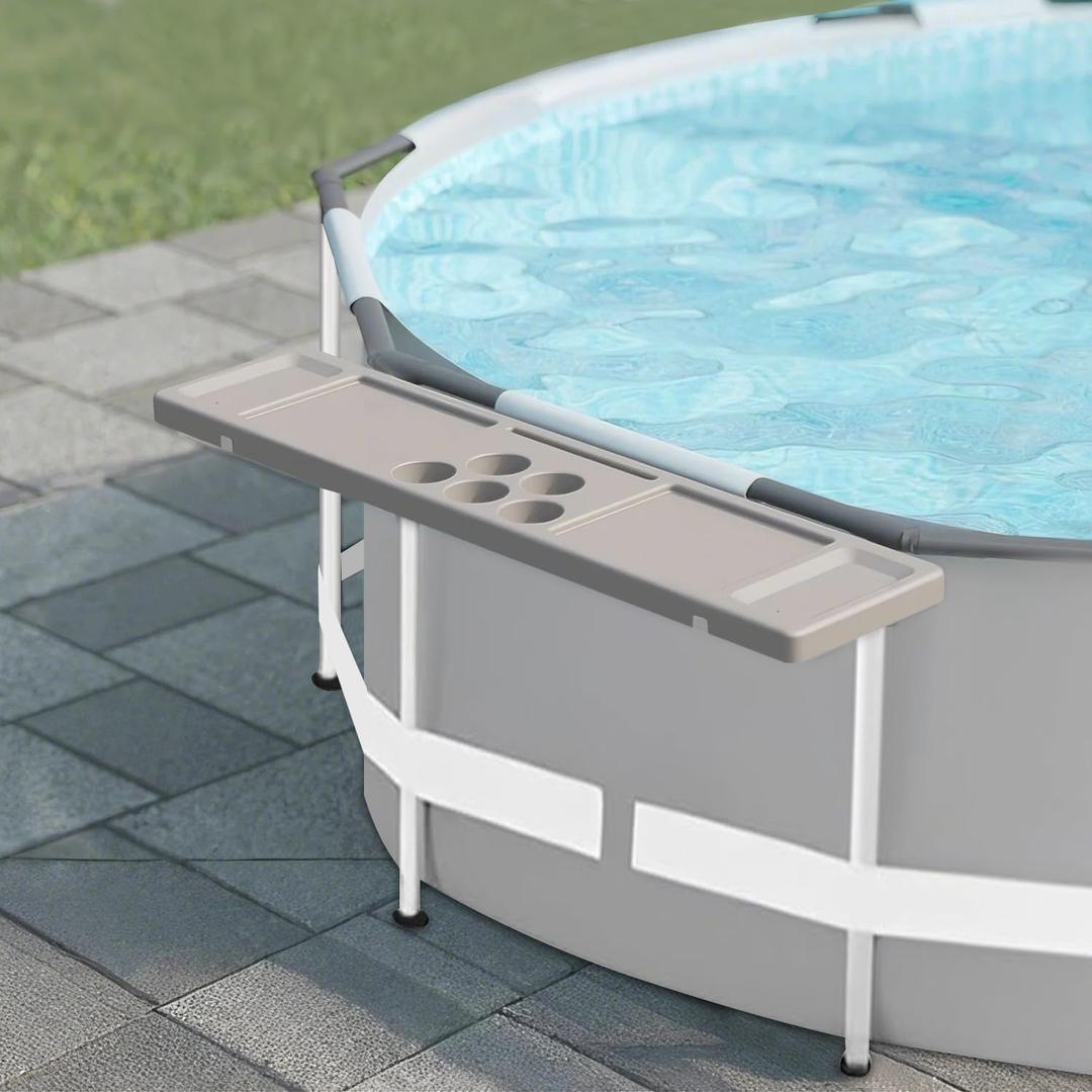 Above Ground Pool Bar Table, 2 in1 Poolside Drink Holder with 5 Cup Holders, Must Have Swimming Pool Accessories for Adults, Portable Swim Up Bar, 4711in