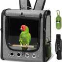 Sanmoncare Bird Carrier Backpack, Parrot Travel Bag with Stand, Lightweight Travel Cage for Cockatiel, Portable Bird Travel Carrier, Pet Transparent Breathable Travel Cage Large