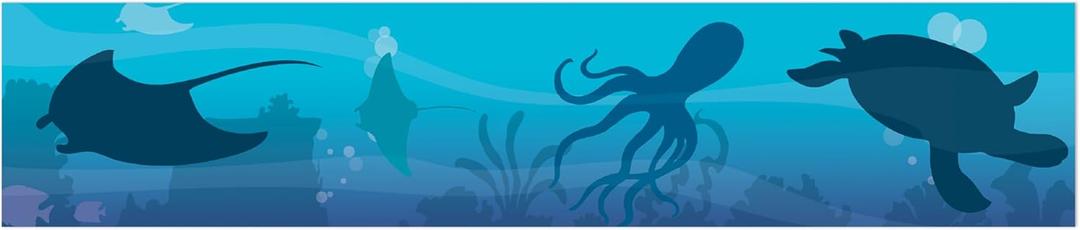 Eureka Seas The Day Blue Marine Animals Decorative Classroom and Bulletin Board Trim for Teachers, 2.25" Wide, 12 Strips for 37 Total Feet