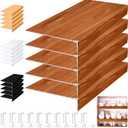 Hoolerry 5 Pcs Wire Shelf Covers Foamed PVC Wire Rack Covers for Removable Closet (Not Wood) Pantry Shelves for Cabinet Bathroom Kitchen Shelving Decoration(Dark Wood Color,25x16 Inch)