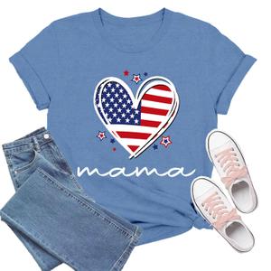 TIEEI 4th of July Shirts American Flag Women T-Shirt Patriotic Tee Tops (XXL)