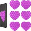 uxcell 6 Pack Suction Phone Case, 2.83"x2.68" Heart Shaped Silicone Suction Phone Grip Double-Sided Suction Cup Phone Case Sticky Phone Grip for Cellphone Selfie and Video, Purple