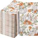 200 PCS Thanksgiving Pumpkin Napkins - 3 Ply Heavy Duty Fall Pumpkin Paper Napkins - Thanksgiving Disposable Hand Towels Napkins for Friendsgiving Table Decor Party Supplies