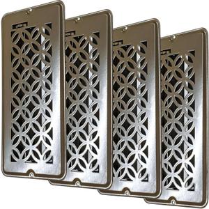 4x10 Vent Covers for Home foor, Floor Vent Cover, Air Vents, All Steel Heavy Duty Floor Register, Easy Adjustable Air Supply Lever, or Wall Vents (4"x 10" Brown 4Pack)