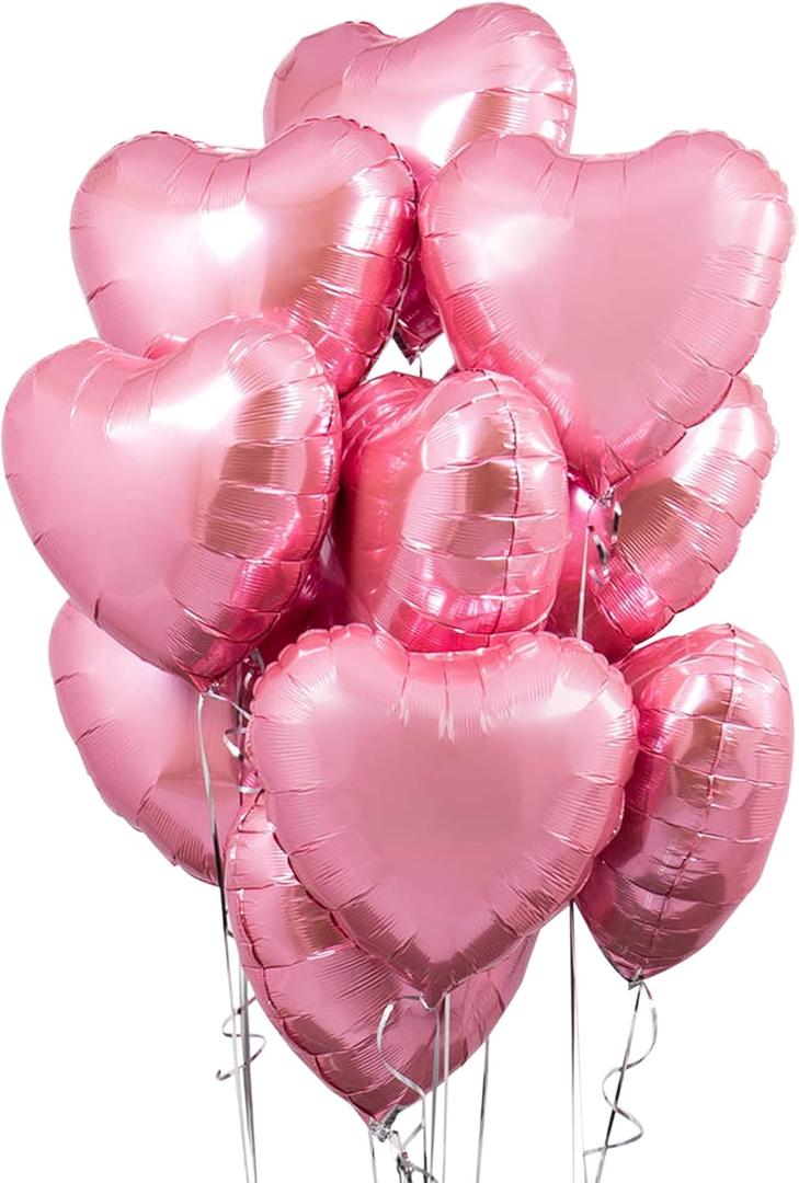 KatchOn, Light Pink Heart Balloons -18 Inch, Pack of 10 | Heart Shaped Balloons | Pink Heart Balloons, Valentines Day Decorations | Valentines Day Balloons, Foil Heart Balloons, Galentines Day Decor