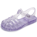 Jelly Shoes for Toddler Girls Summer Beach Retro Jellies Sandals T-Strap Slingback Little Kids Glitter White Size 34 Soft Closed Toe Princess Dress Flat Purple