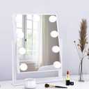 Lighted Makeup Mirror Hollywood Mirror Vanity Mirror with Lights, Touch Control Design 3 Colors Dimable LED Bulbs, Detachable 10X Magnification, 360Rotation, (White) 12" L x 14" W