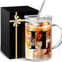 Personalized Extra Large Glass Drinking Cup With Lid Straw Mother's Day Gifts Coffee Cup Regalos Para Mujer Teen Girl Gift Trendy Stuff Iced Glass Tumbler Must Haves For Women Apartment Essentials