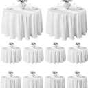 VidaFete 10 Pack 120inch Round Tablecloth Polyester Table Cloth, Stain Resistant and Wrinkle Polyester Dining Table Cover for Kitchen Dinning Party Wedding Round Tabletop Buffet Decoration(White)
