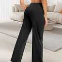 COPYLEAF Wide Leg Pants Woman High Waist Yoga Pants with Pockets Loose Stretch Dress Work Sweatpants Casual Lounge (Black, XL)