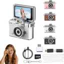 Mini Keychain Camera,1080P Mini Digital Camera,Retro Flip Screen Small Bodycam,Pocket-Sized with Adapter and 32GB Card (Expandable to 128GB),Novelty Gadgets,for Kid,Travel,Vlog,Collection