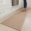 YDKGL Long Kitchen Runner Rugs Kitchen Mat Non Slip Washable, Super Absorbent Soft Chenille Braided Kitchen Mats for Floor, Rubber Backing Kitchen Floor Sink Standing Mat, Easy Clean, Brown 17"x71"