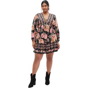 City Chic Plus Size Devine Black Mini Border Dress Size Medium