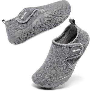 Toddler Winter Slippers Soft Warm Fleece Cozy House Non Slip Lightweight Bedroom Slippers for Girls Boys (Gray)