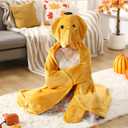 Peryiter Thanksgiving Wearable Blanket Pumpkin Hoodie Adults Friendsgiving Party Gift Oversize Flannel Wrap Throw for Women