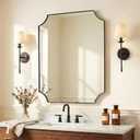 ANDY STAR 24x36 Inch Black Mirror, Matte Black Scalloped Wall Mirror, Modern Black Framed Mirror with Sophisticated Scalloped Design, Glass Panel Wall-Mounted Mirror Hangs Vertical or Horizontal