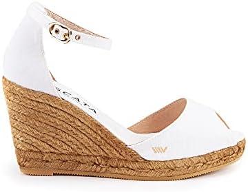 Viscata Aiguafreda Espadrille Canvas Wedges Spain Handmade 3 ½” Heel Women's Open Toe Sandals with Breathable Organic Cotton Canvas and 100% Natural Jute Midsole for all Occasions: Casual, Work, Party Size EUR 39