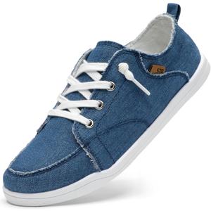 STQ Women's Slip On Machine Washable Sneakers (9, Denim Blue)