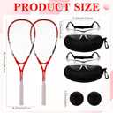 2 Pack Beginner Squash Racquet Set Includes Racquets with Racket Bags Anti Fog Goggles Cases Blue Dot Ball Indoor Gym Sports for Beginners Novice Training Recreational Play