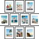 decorUhome 12x16 Picture Frame Set of 10, Display Photos 8.5x11 with Mat or 12x16 Unmatted for Picture Frames Collage Wall Decor, Black