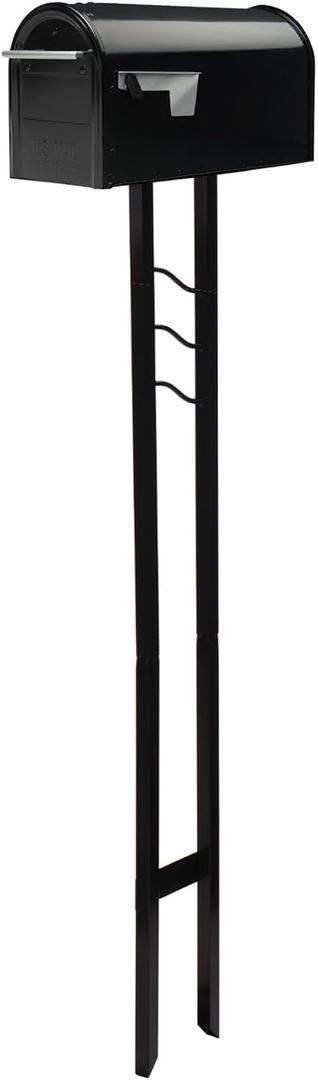 Architectural Mailboxes Franklin Weather-Resistant Steel Metal Mail Box for Outside with Post, Black, Medium Curbside Mailbox, USPS Approved for Residential Delivery Medium, Black
