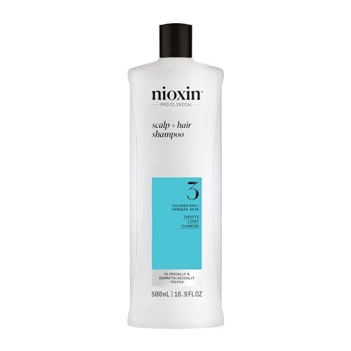 Nioxin System 3 Scalp + Hair Shampoo | For Colored or Damaged Hair with Light Thinning | With Niacinamide and Biotin | 16.9 Fl oz.