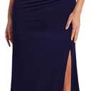 WOOSEA Women's One Shoulder Sleeveless Split Bodycon Mermaid Evening Cocktail Long Dress (XX-Large, Navy Blue)