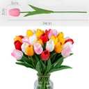 10pcs Yellow Mixed Red Artificial Flowers Fake Tulips 13" Silk Flower for Home Kitchen Wedding Decor Bouquet Decorations Office Floral Arrangements