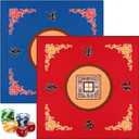2 Pcs Mahjong Mat Mahjong Table Cover Non-Slip Noise Reduction Gaming Mat for Poker Board Tile Games Dominoes Party Festival Reunion 30.7 x 30.7 Inches(Blue, Red)