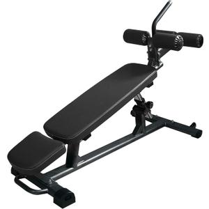 Finer Form Semi-Commercial Sit-Up Bench For Core Workouts and Decline Bench Press. Adjustable Weight Bench with Reverse Crunch Handle with 4 Adjustable Height Settings. Great Ab Workout Equipment